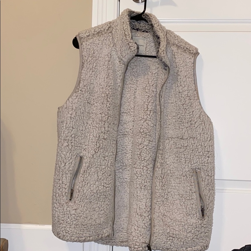 Fuzzy cream vest